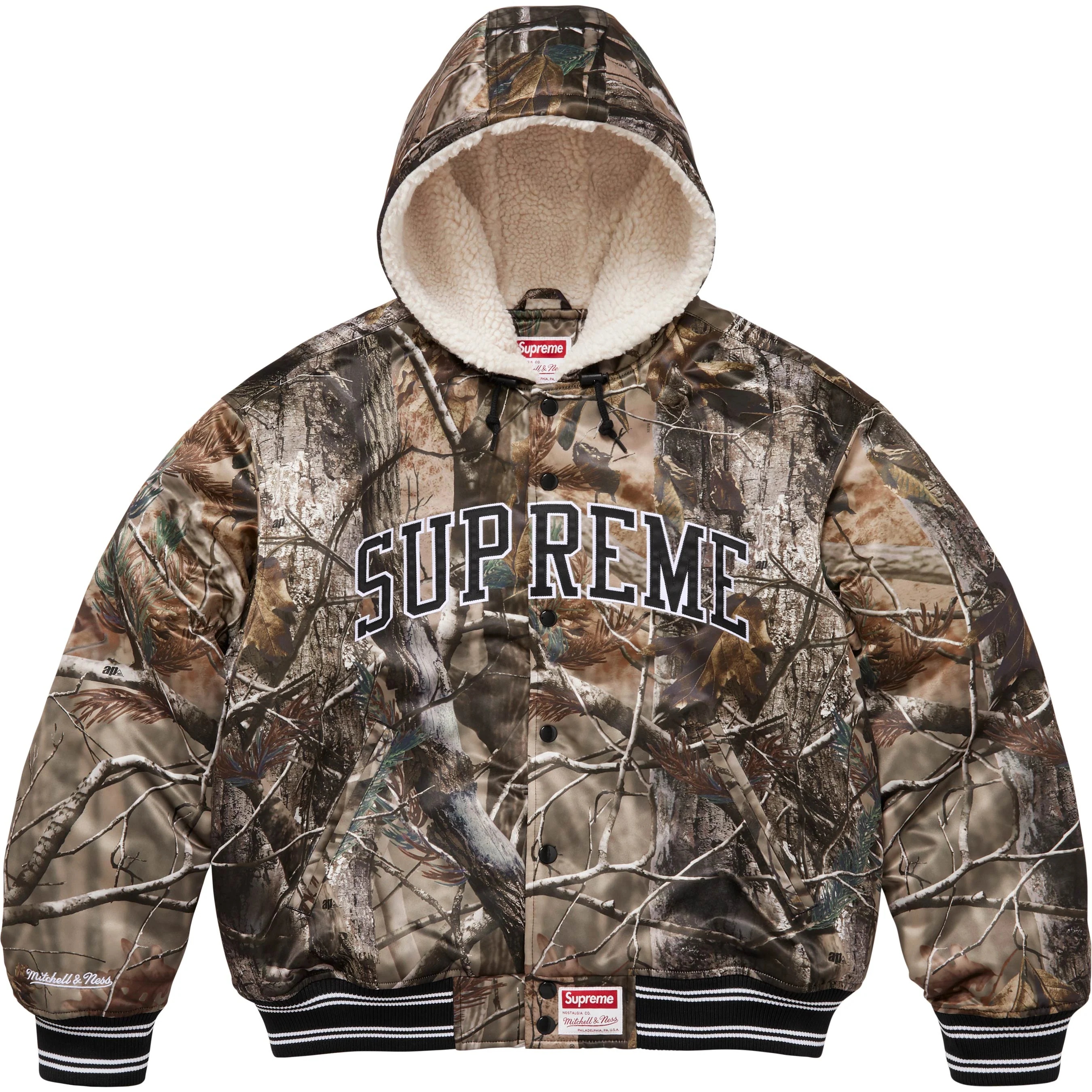 Supreme®/Mitchell & Ness® Lined Hooded Satin Varsity Jacket view 20